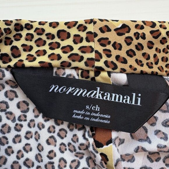 Norma Kamali Women Small Faux Wrap Dress Long Sleeve Side Drape Animal Print - Picture 5 of 14